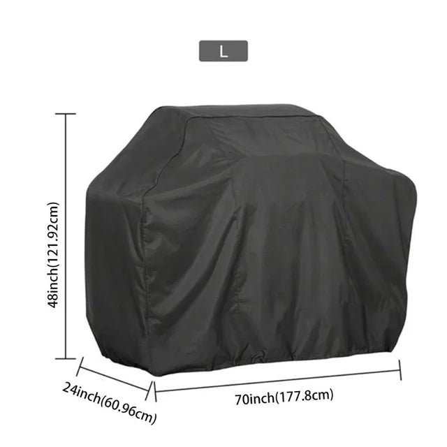 Housse barbecue ronde et rectangulaire Oxford 210D noire, 12 tailles de 71 à 190 cm