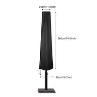 Housse parasol déporté ou droit en polyester 210D noir, fermeture éclair, de 183 à 280 cm