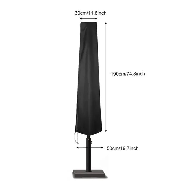 Housse parasol déporté ou droit en polyester 210D noir, fermeture éclair, de 183 à 280 cm