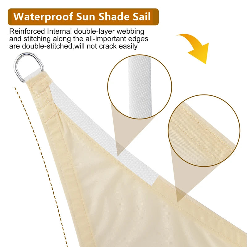 Voile d'ombrage triangulaire et rectangulaire imperméable en Oxford 300D, beige ou gris