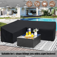 Housse canapé d'angle jardin en L, imperméable, noire, 15 tailles jusqu'à 320 cm
