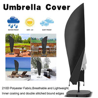 Housse parasol déporté ou droit en polyester 210D noir, fermeture éclair, de 183 à 280 cm