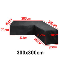Housse canapé d'angle jardin en L, imperméable, noire, 15 tailles jusqu'à 320 cm