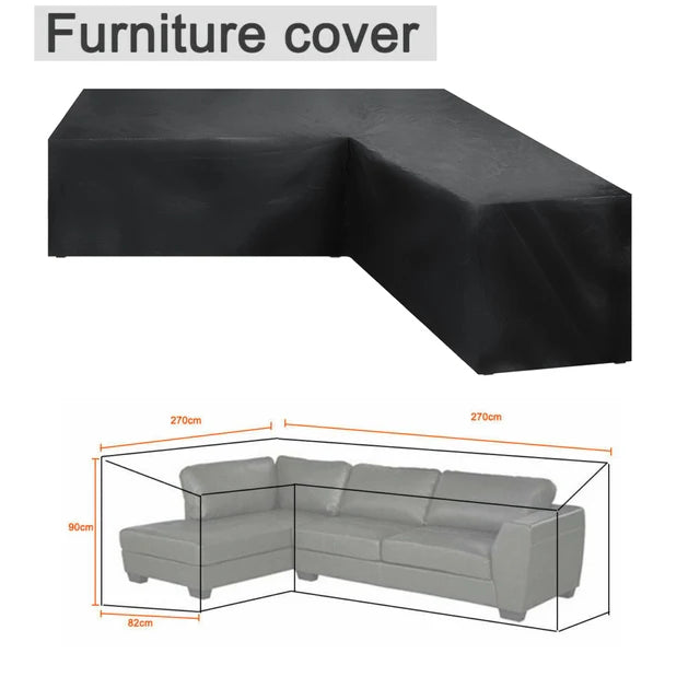 Housse de canapé d'angle de jardin imperméable en polyester, doublure anti-UV, 9 tailles