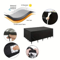 Housse de salon de jardin noire imperméable Oxford 210D pour canapé d'extérieur