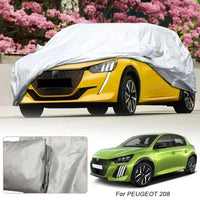 Housse voiture pour Peugeot 208, 308, 508 et 3008 en taffetas polyester argenté anti-UV