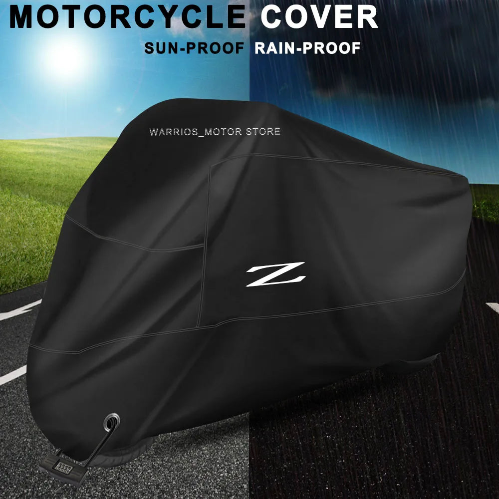 Housse moto pour Kawasaki Z650, Z750, Z800, Z900, Oxford 210D noir ou argent, imperméable, anti-UV