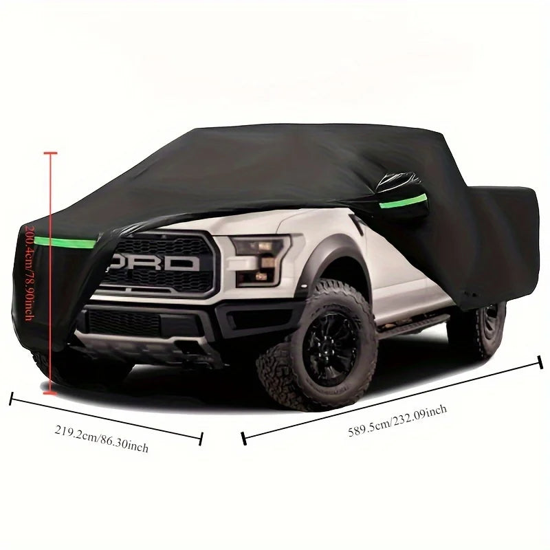 Housse voiture pick-up noire imperméable et anti-UV, 589 x 219 x 200 cm