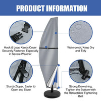 Housse de parasol déporté ou droit imperméable, 4 coloris, 7 tailles de 170 à 280 cm