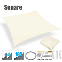 Voile d'ombrage carrée anti-UV en polyester 185 g/m², 3 tailles, avec ou sans kit de fixation