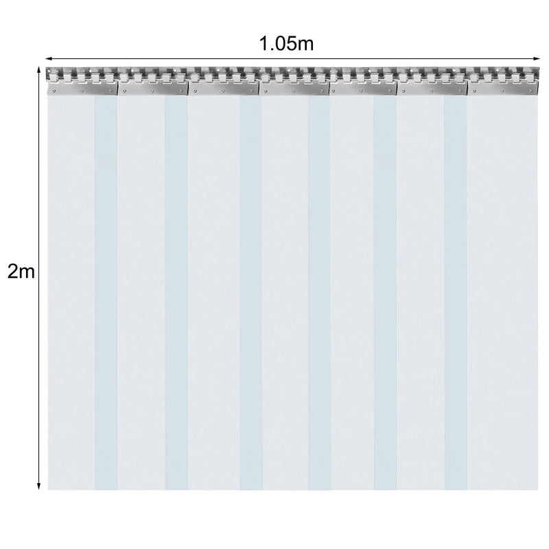 Rideau à lanières PVC transparent, kit de 7 bandes avec rails, 1,05 x 2 m