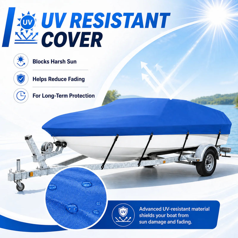 Housse bateau remorquable imperméable polyester 190T, 3 coloris, pour bateau de 3,35 à 6,71 m