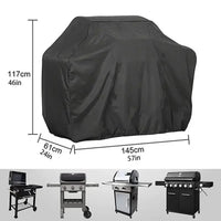 Housse barbecue noire 190D imperméable anti-UV, 7 dimensions rondes et rectangulaires