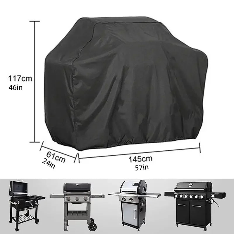 Housse barbecue noire 190D imperméable anti-UV, 7 dimensions rondes et rectangulaires