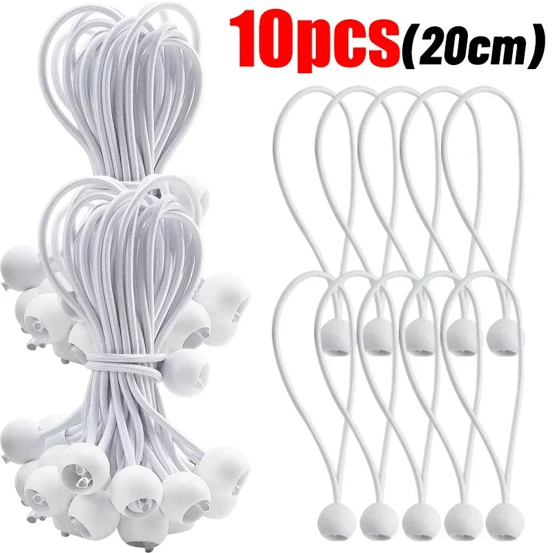 Sandows à boule blancs pour bâche, auvent et toile d'ombrage, 10 à 20 cm