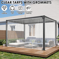 Bâche transparente PVC à œillets avec corde, 1x2, 1x3, 2x3 ou 3x4 m