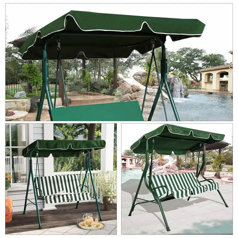 Toit de remplacement pour balancelle de jardin, polyester vert imperméable et anti-UV, 3 tailles