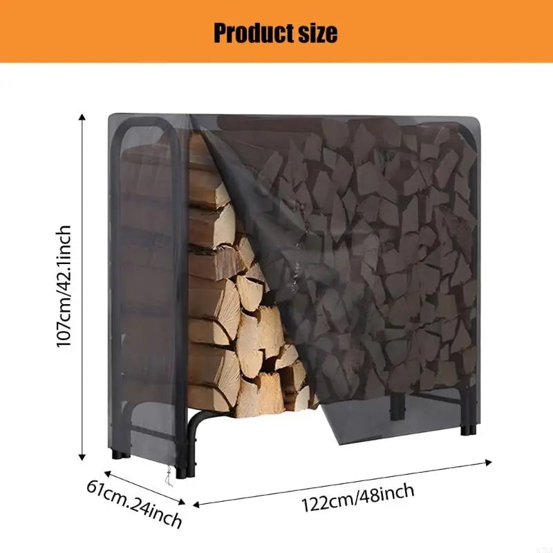 Housse support bois de chauffage Oxford 420D imperméable avec cordons élastiques, 122 x 107 x 61 cm