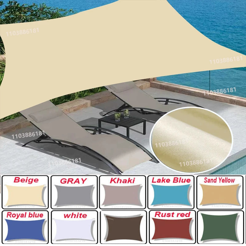 Voile d'ombrage rectangulaire imperméable en polyester 300D, anti-UV, 10 tailles