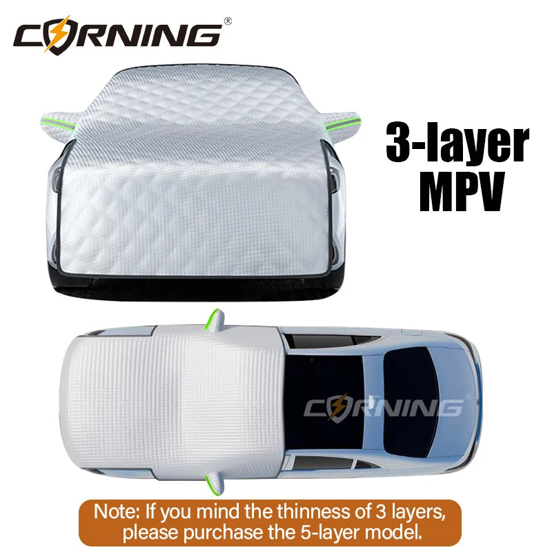 Protection pare-brise, capot et rétroviseurs en PEVA aluminium, 3 ou 5 couches, voiture, SUV et monospace