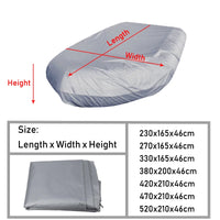Housse bateau gonflable en V imperméable anti-UV, gris ou noir, 7 tailles de 2,3 à 5,2 m
