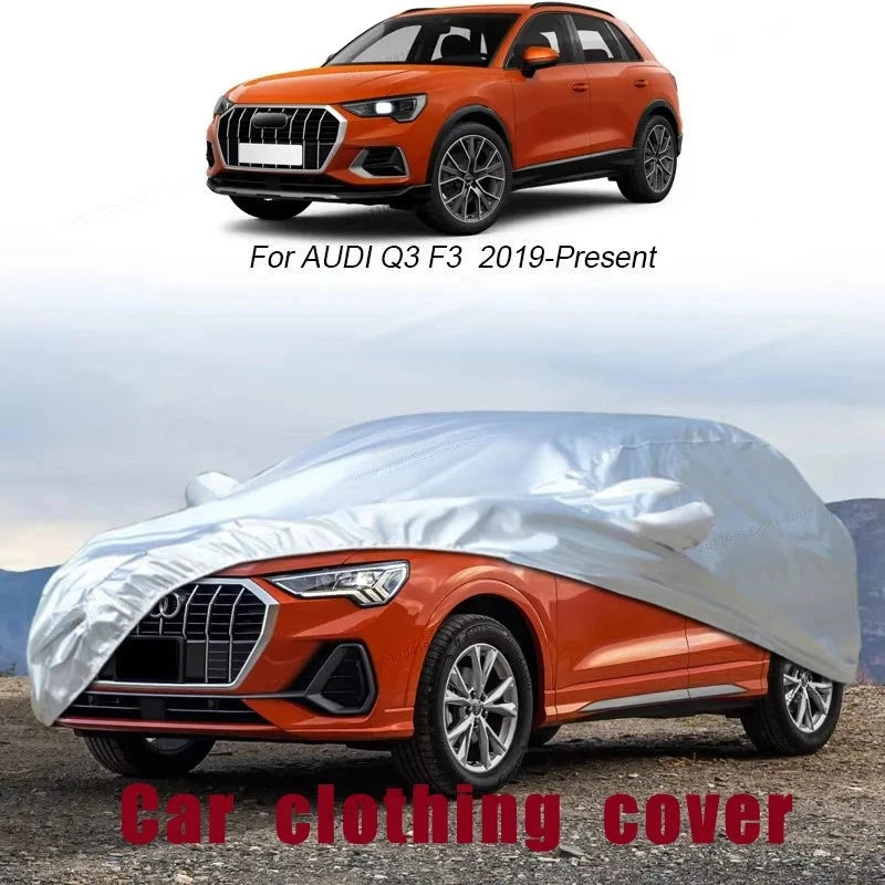 Housse voiture pour Audi Q5, Q4, Q7 et Q8 en Oxford argenté, anti-UV, 12 modèles au choix