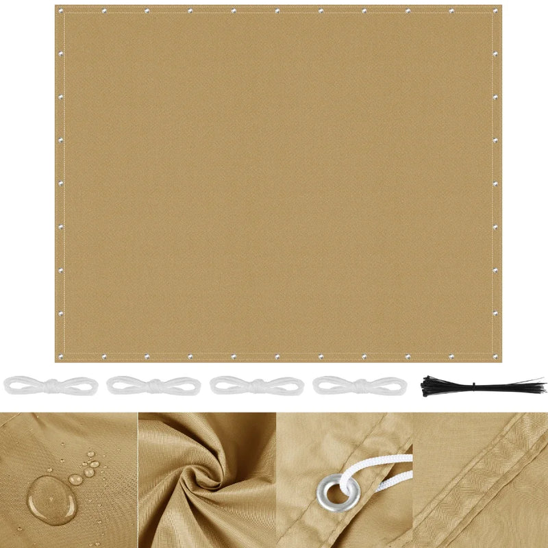 Voile d'ombrage pergola imperméable anti-UV à œillets, 4 coloris, 4 à 20 m²