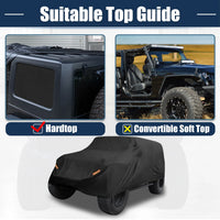 Housse voiture pour Jeep Wrangler 4 portes JK et JL 2007-2021, Oxford 210D noir
