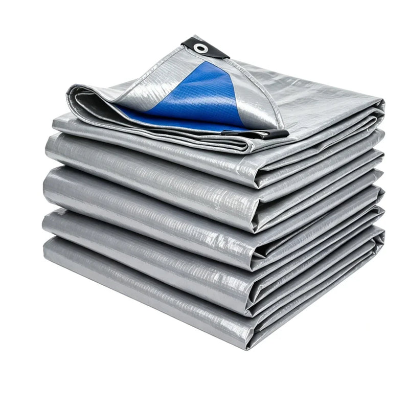 Bâche étanche anti-UV avec œillets, bleue ou verte, sandows à boule en option, de 2 x 3 à 4 x 5 m