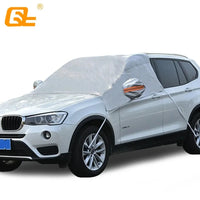 Protection pare-brise voiture anti-gel et anti-neige en film aluminium, caches de rétroviseurs et crochets de roues