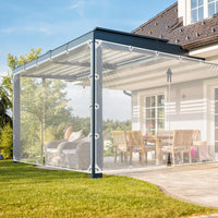 Bâche transparente terrasse en PVC 420 g/m² avec fermeture éclair et œillets, 8 tailles