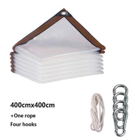 Bâche transparente épaisse avec œillets, corde et 4 mousquetons pour enclos de patio, de 2 x 2 à 4 x 4 m