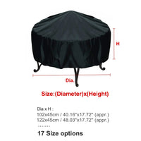 Housse brasero ronde imperméable noire en polyester, 13 tailles de 38 à 148 cm
