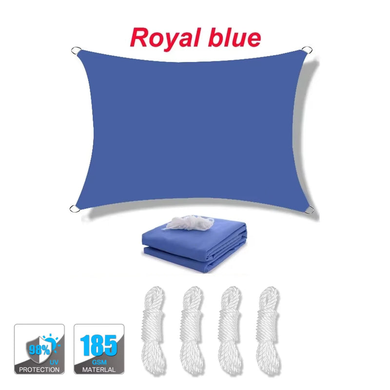 Voile d'ombrage rectangulaire anti-UV 95 % respirante, 13 coloris, 10 tailles