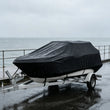 Housse bateau coque en V imperméable anti-UV noire, 4 tailles de 4,2 à 7 m