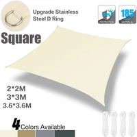Voile d'ombrage carrée anti-UV en polyester 185 g/m², 3 tailles, avec ou sans kit de fixation