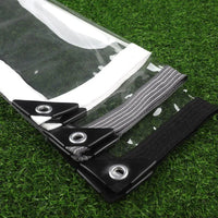 Bâche PVC transparente 0,35 mm à œillets, bordure colorée, 37 tailles