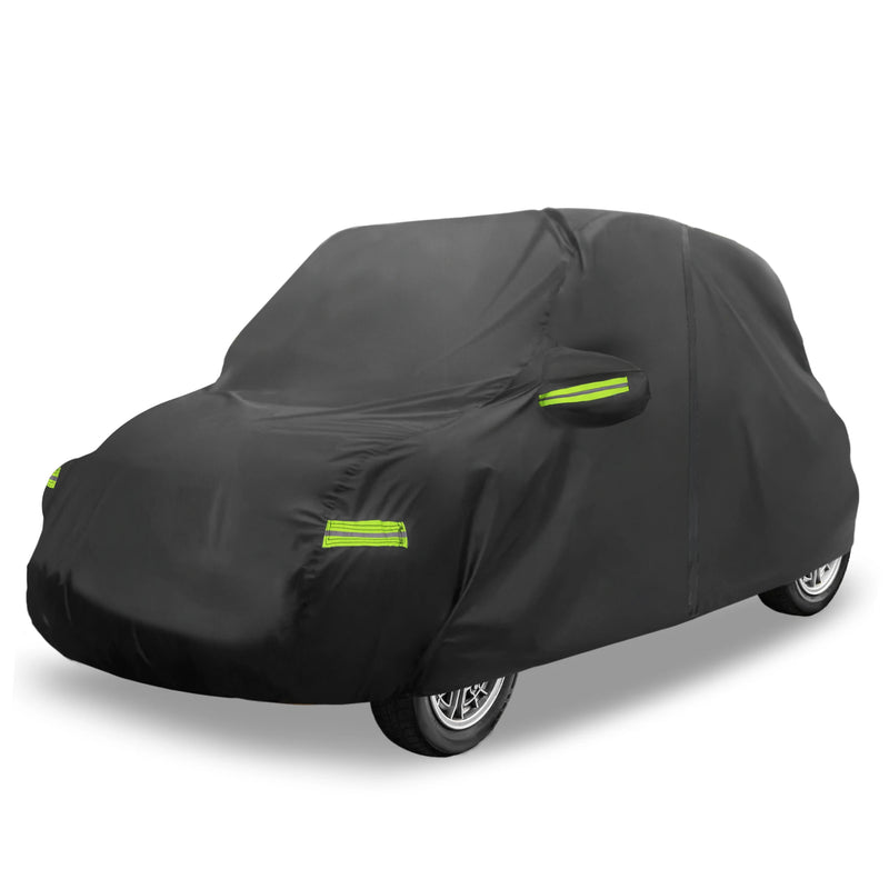 Housse voiture complète pour Fiat 500 2007-2022, Oxford 300D noir avec fermeture éclair