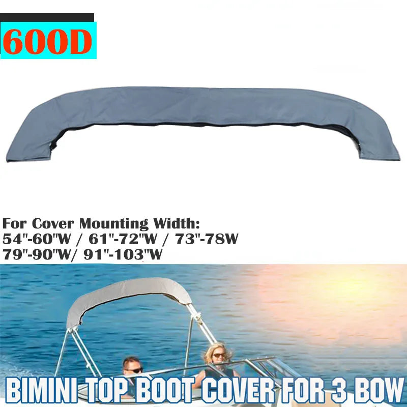 Housse de rangement de bimini grise 600D, 3 arceaux, avec fermeture éclair