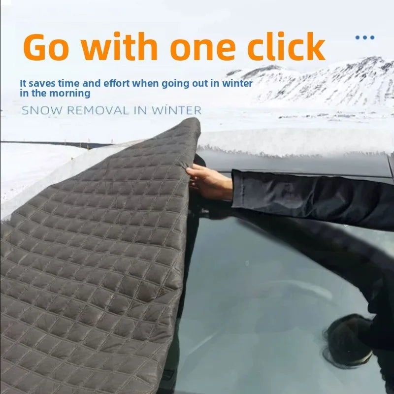Protection pare-brise voiture hiver anti-givre et anti-neige avec caches de rétroviseurs, sans aimants