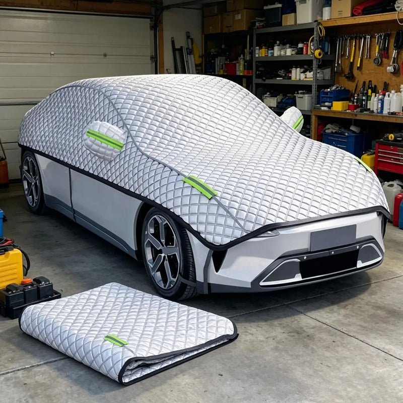 Demi-housse voiture imperméable anti-gel et anti-neige en film d'aluminium et coton, 530 x 250 cm