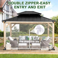Bâche transparente PVC 0,35 mm avec fermeture éclair pour patio et gazebo, 6 tailles