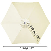 Toile de remplacement parasol 6 ou 8 baleines, imperméable anti-UV, Ø 2 à 3 m