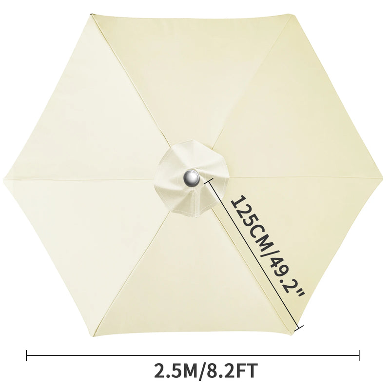 Toile de remplacement parasol 6 ou 8 baleines, imperméable anti-UV, Ø 2 à 3 m
