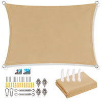 Voile d'ombrage rectangulaire résistant à l'eau, polyester 185 g/m², avec ou sans kit de fixation
