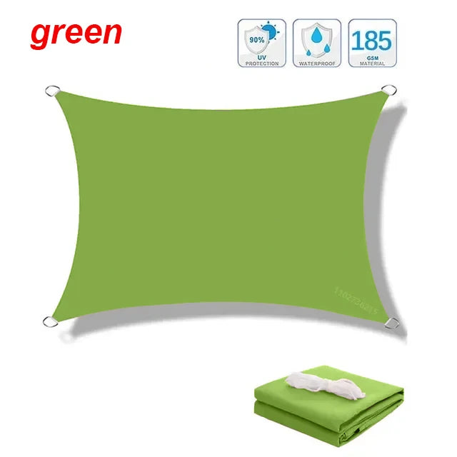 Voile d'ombrage rectangulaire imperméable en polyester 300D, anti-UV, 10 tailles