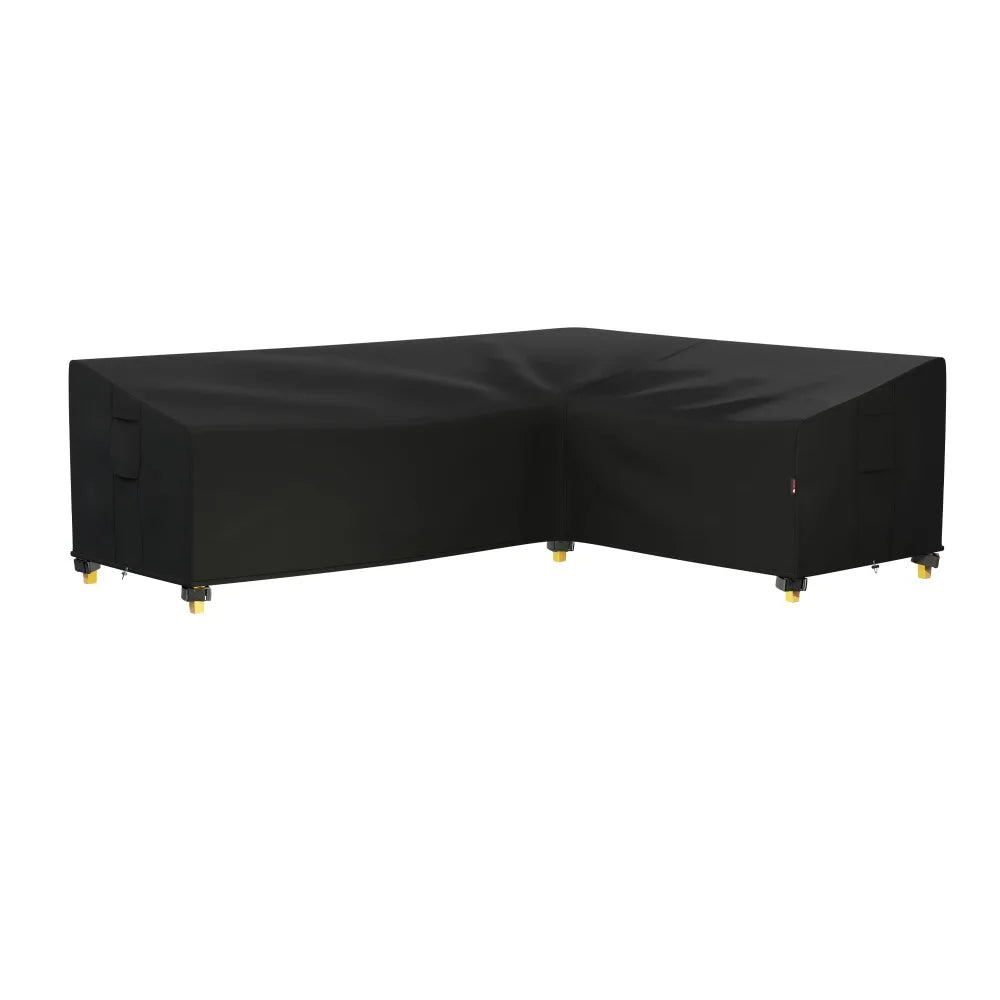 Housse canapé d'angle de jardin en L, Oxford 600D envers PVC noir imperméable, 11 tailles