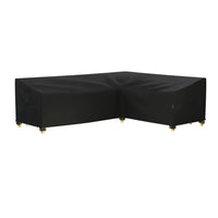 Housse canapé d'angle de jardin en L, Oxford 600D envers PVC noir imperméable, 11 tailles