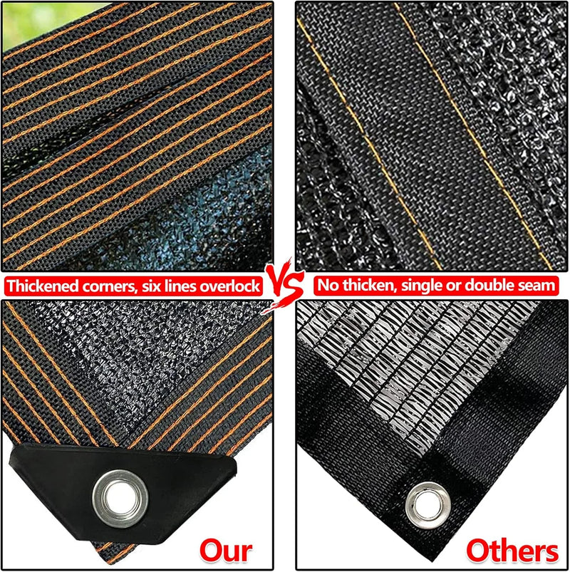 Voile d'ombrage PEHD noir avec œillets, 70 à 90 % d'ombre pour jardin