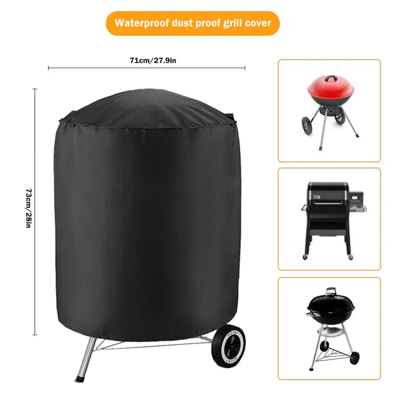 Housse barbecue ronde imperméable en Oxford 210D à cordon de serrage, Ø 71 cm, hauteur 73 cm